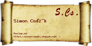 Simon Csák névjegykártya