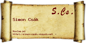 Simon Csák névjegykártya